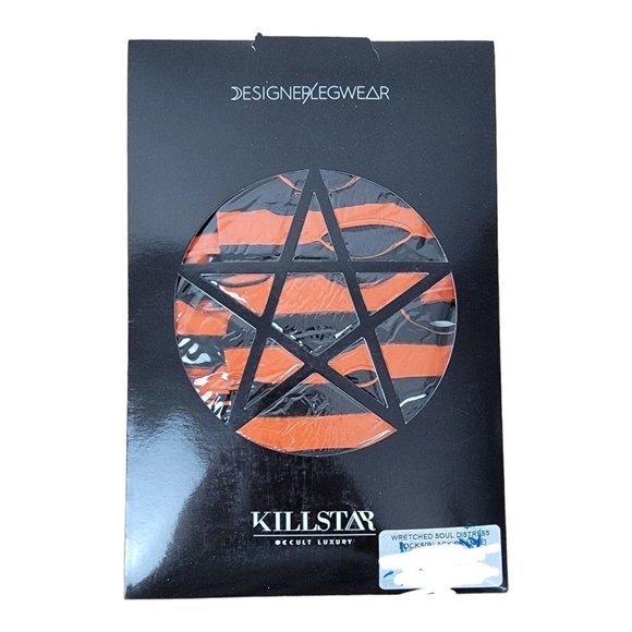 Killstar Occult Luxury Socks Wretched Soul Distress Black Orange Goth Grudge Emo - Picture 2 of 3